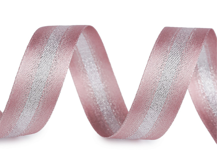 Atlasband mit Lurex beidseitig, Breite 25 mm