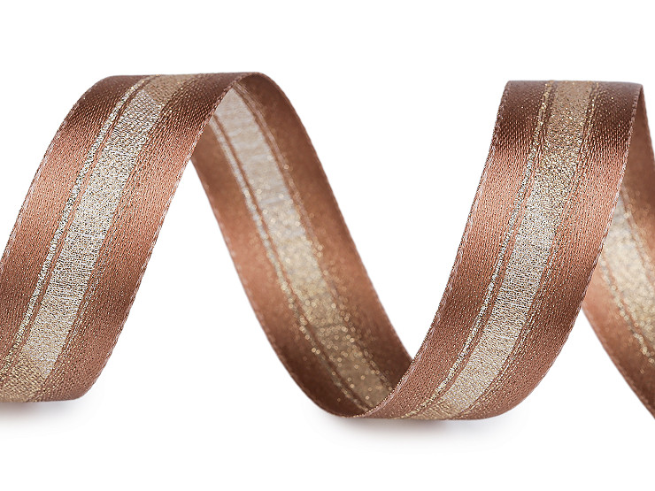 Atlasband mit Lurex beidseitig, Breite 25 mm
