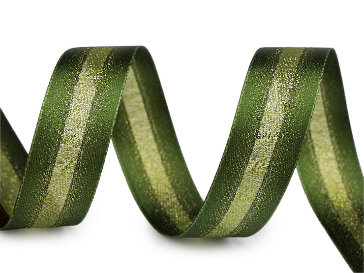 Atlasband mit Lurex beidseitig, Breite 25 mm