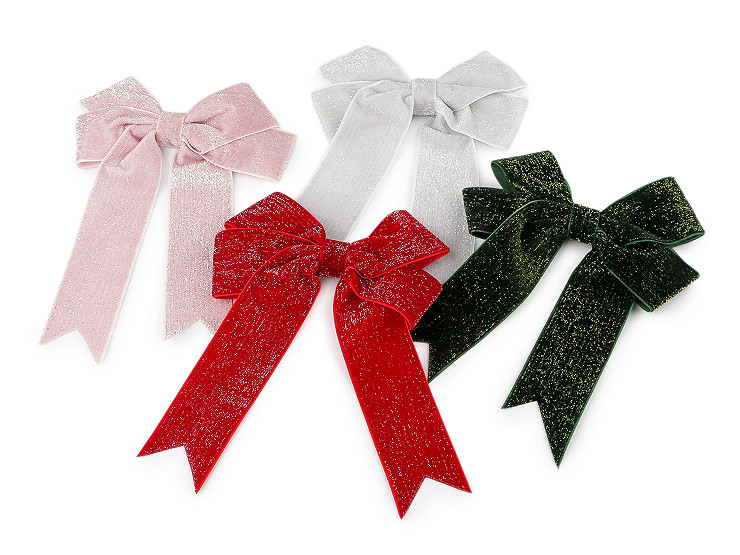 Vánoční mašle sametová dvojitá 13x18 cm