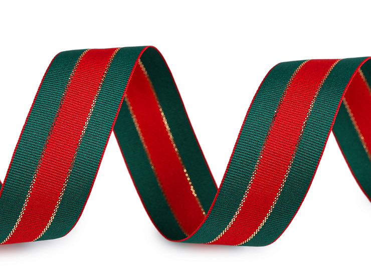 Vánoční stuha s lurexem šíře 25 mm