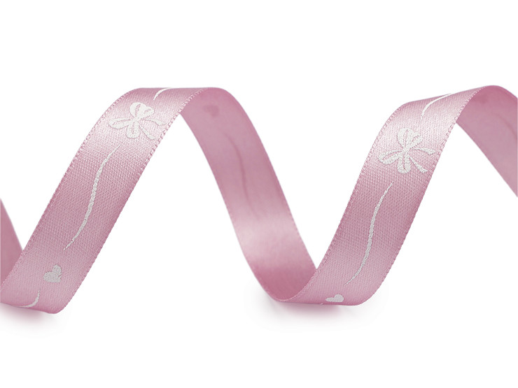 Saténová stuha šíře 15 mm mašličky a srdíčka