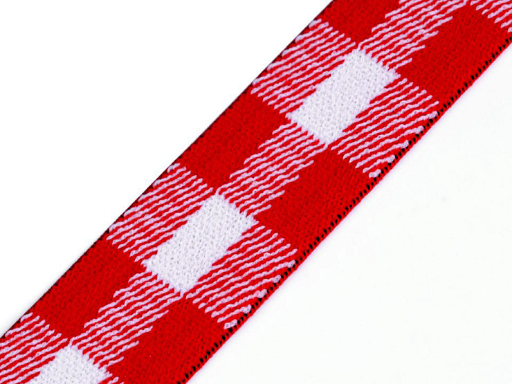 Soft Sewing Elastic Band, Plaid design width 25 mm
