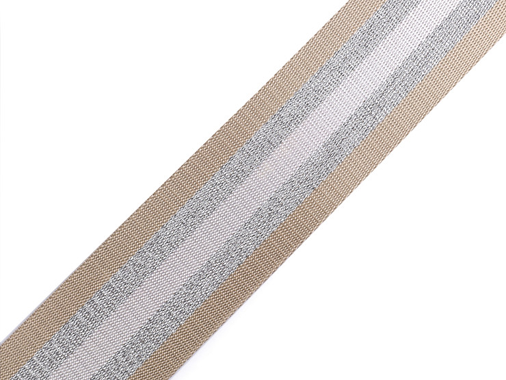 Smooth double-sided webbing strap with lurex width 50 mm