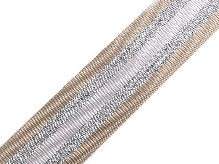 Smooth double-sided webbing strap with lurex width 50 mm