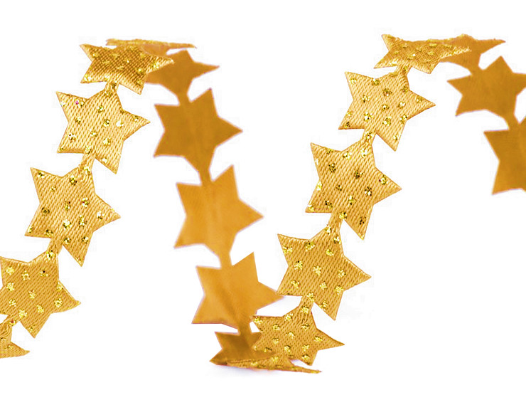 Panglică satinată cu steluțe decupate, lățime 14 mm