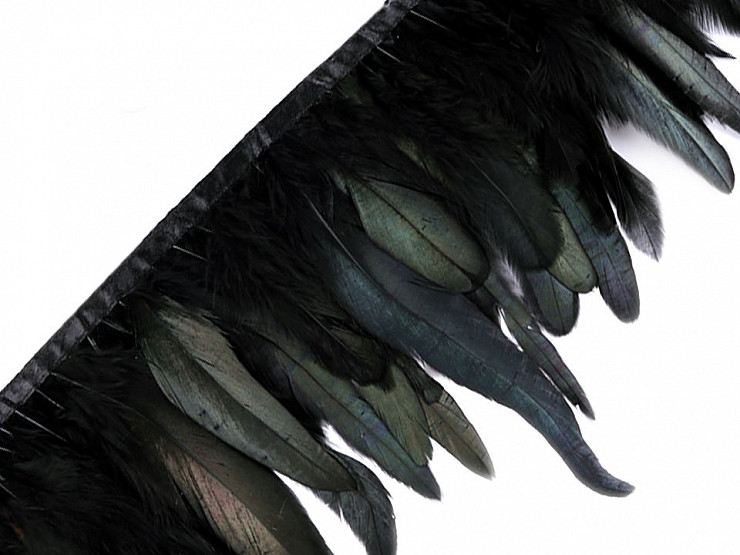 Ribete de plumas de gallo, ancho 15 - 19 cm