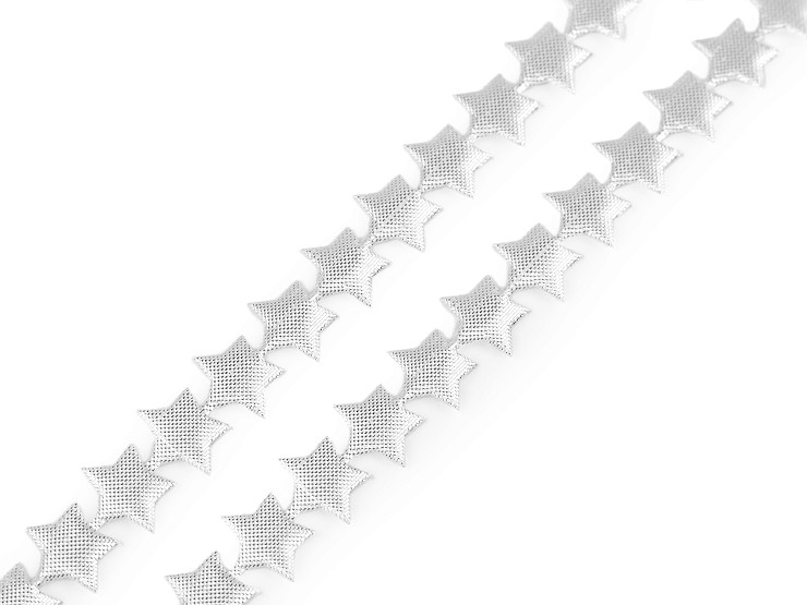 Pasamanería de raso, ancho 15 mm, estrella de Navidad metálica