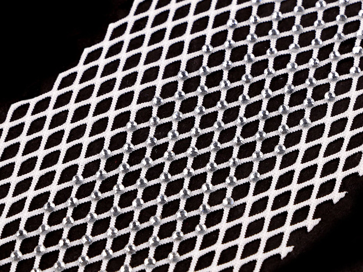 Elastic mesh / trim with rhinestones, width 75 mm