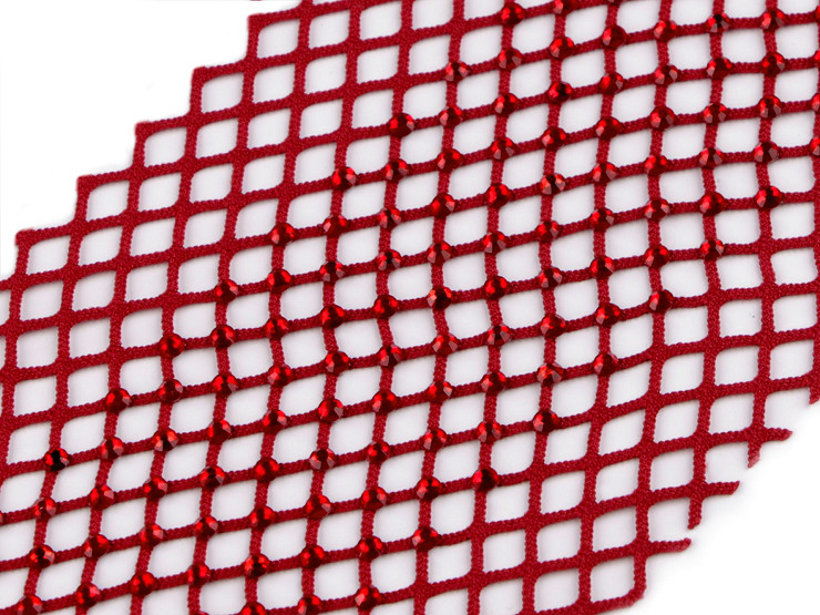 Elastic mesh / trim with rhinestones, width 75 mm