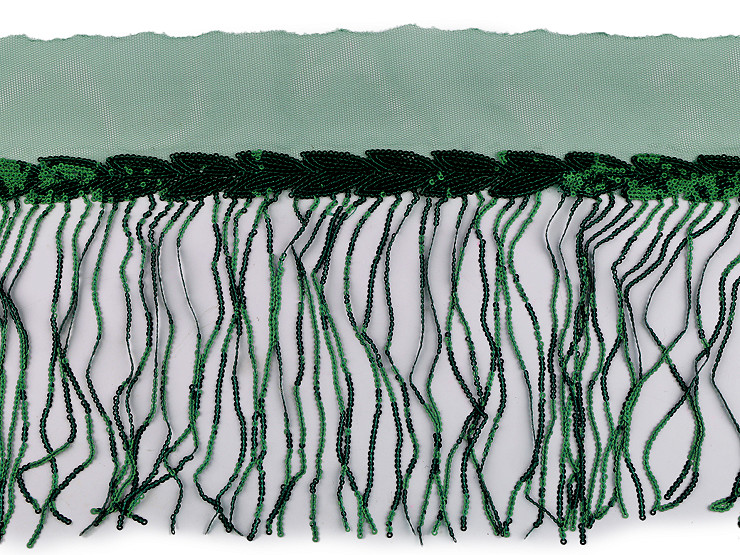 Monofilament trimming braid with sequin fringes, width 20 cm