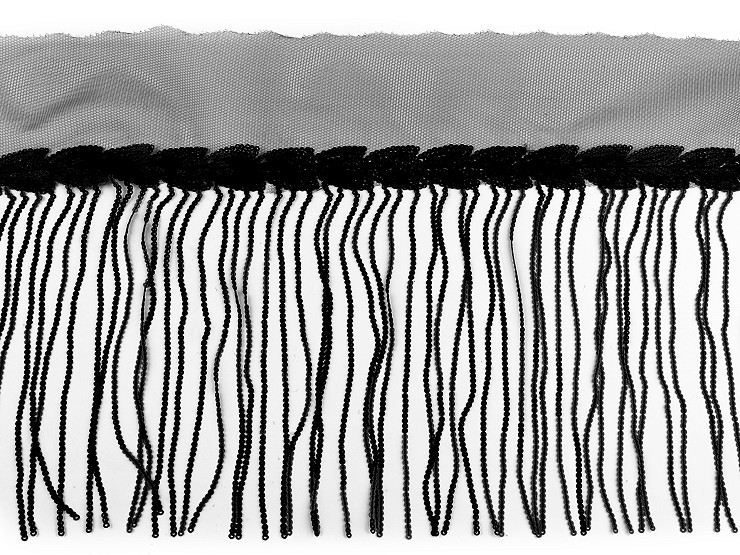 Monofilament trimming braid with sequin fringes, width 20 cm