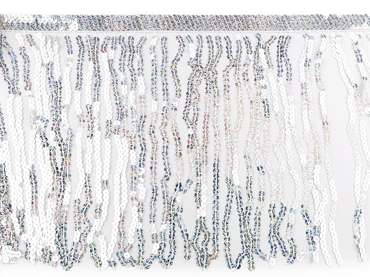 Fringe with holographic sequins, width 30 cm