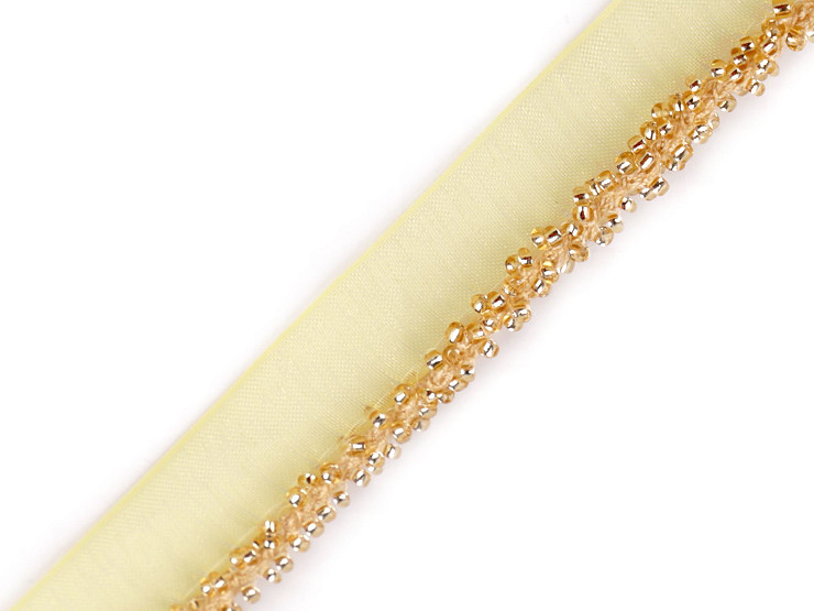 Polyester insertion piping with seed beads, width 15 mm