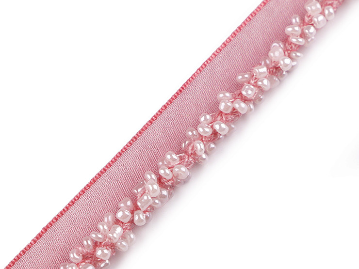 Polyester insertion piping with seed beads, width 15 mm