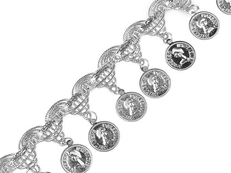 Shakira Leon braid with coins, width 38 mm