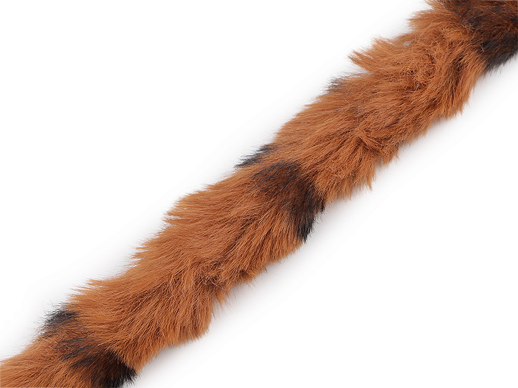 Adorno de pelo sintético redondeado para ropa, estampado animal, ancho 4 cm