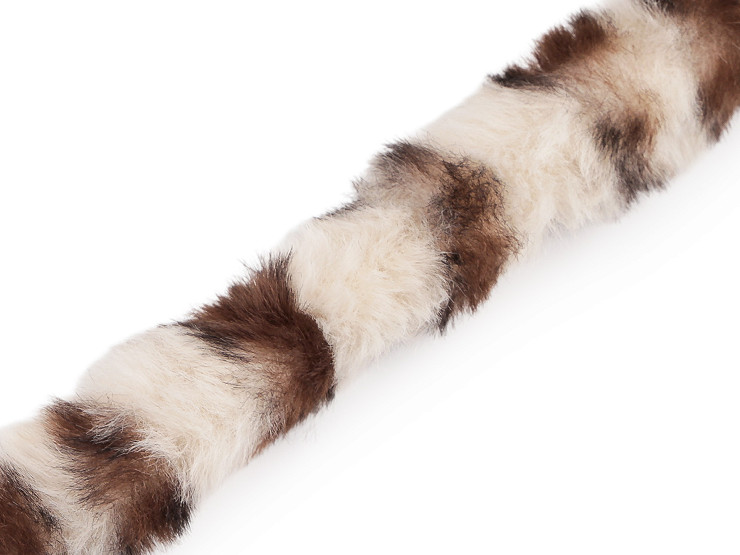Adorno de pelo sintético redondeado para ropa, estampado animal, ancho 2,5 cm