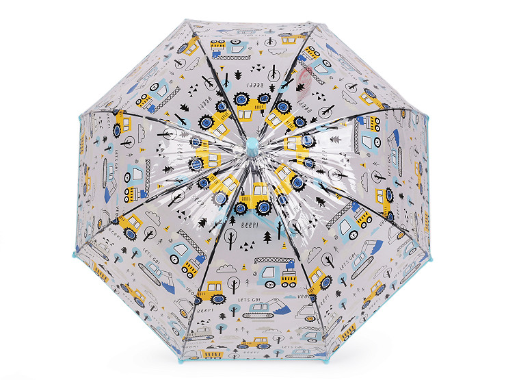 Paraguas transparente para niño con apertura automática, coches