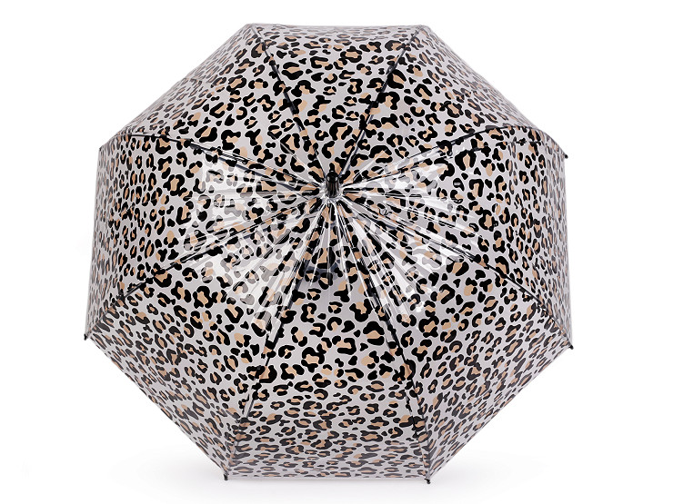 Dámsky / dievčenský priehľadný vystreľovací dáždnik leopard