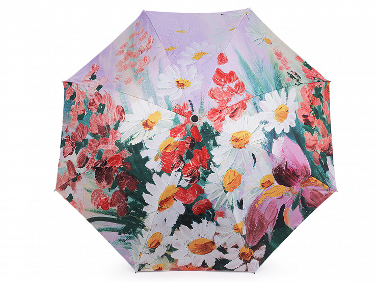 Ladies Folding Umbrella, Painted Flowers