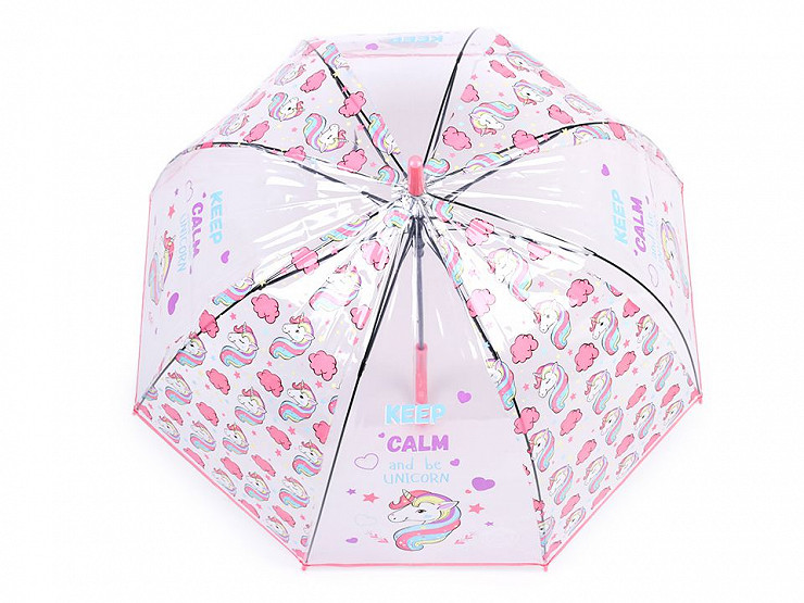 Tacón barbilla sencillo Paraguas transparente para niña, apertura automática - Unicornio | STOKLASA  Mercería y tejidos