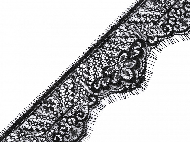 The Lace Co. 3 m Black French Stretch Leavers Lace 15 cm/6