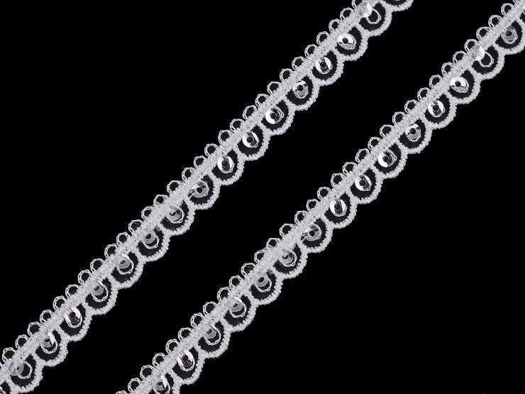 Ribete de encaje de guipur con lentejuelas, ancho 9 mm