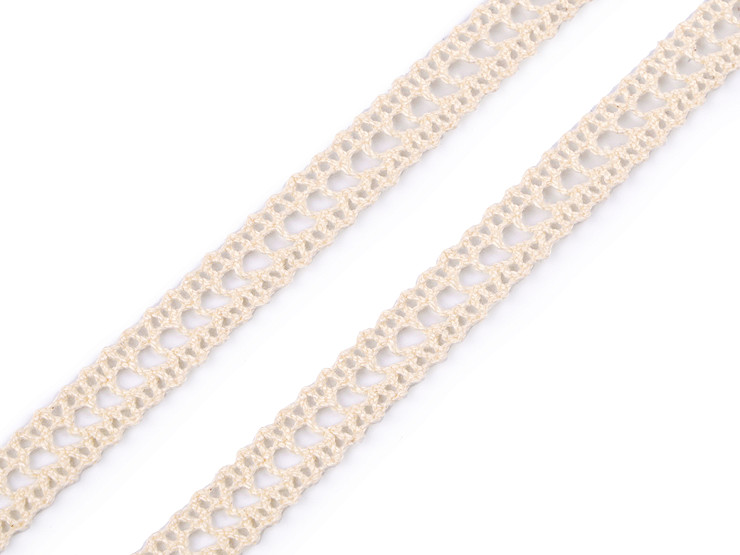 Ribete de encaje de bolillos de algodón, ancho 13 mm
