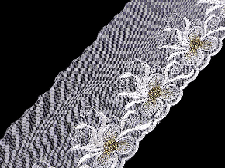 Embroidered Lace on Organza width 13 cm