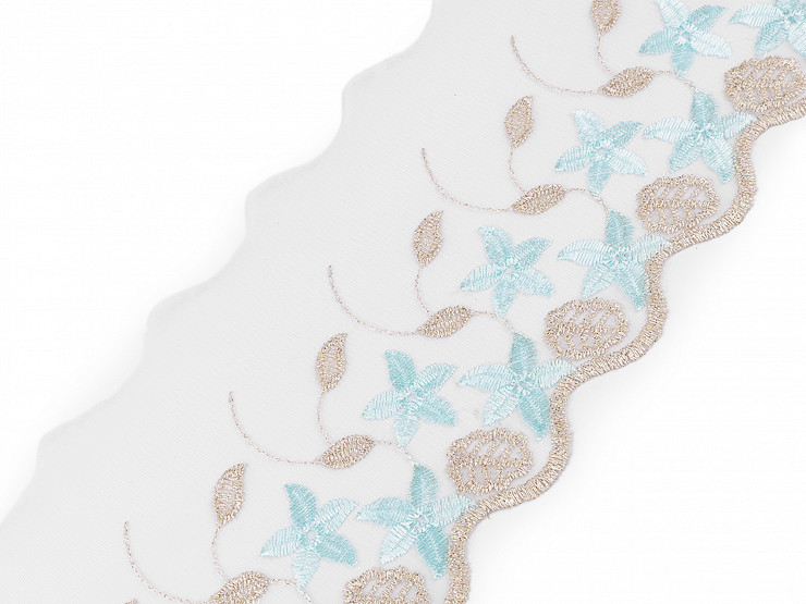 Embroidered Lace Trim on Organza width 15 cm