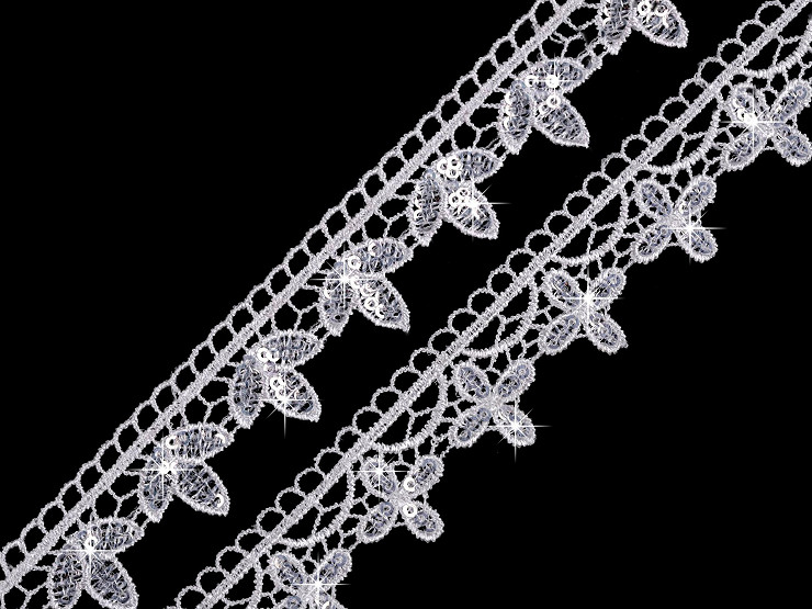 Guipure Lace with mini sequins width 22 mm