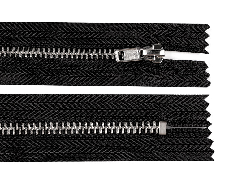 Metal Zipper No. 4, length 18 cm with Silver Teeth, for Trousers