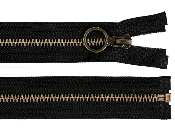 Cerniera in metallo n. 5, lunghezza: 60 cm, con cursore decorativo