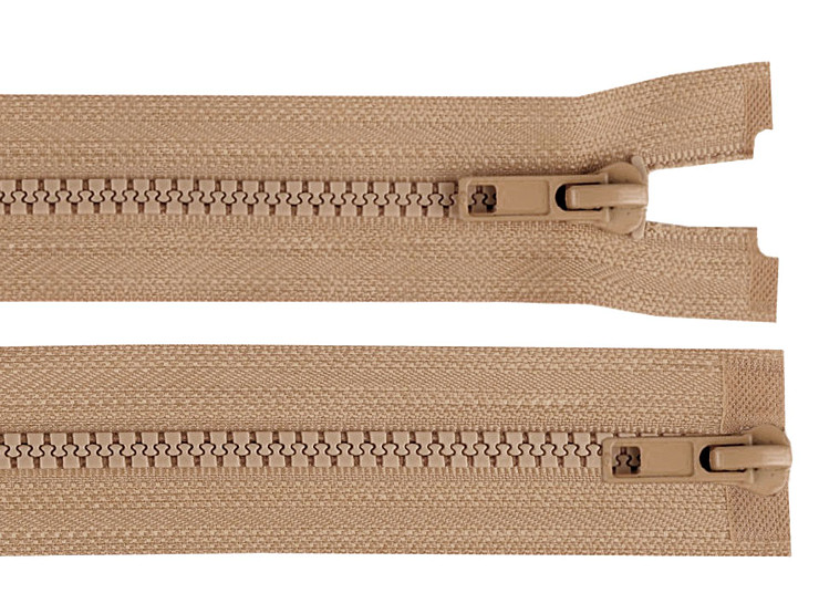 Chiusura lampo, bi-direzionale, in plastica, numero 5, estremità aperta, 2 cursori, lunghezza: 75 cm, giacca