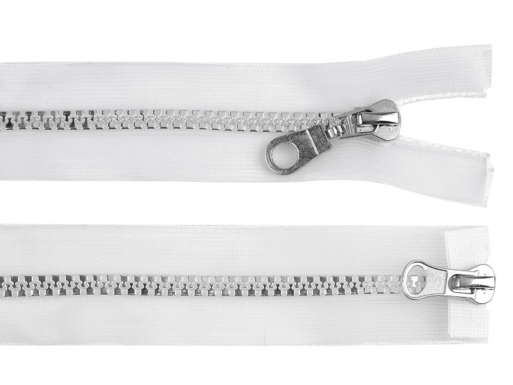 Cerniera lampo in plastica grossa 5 mm, divisibile (20 cm, grigio chiaro