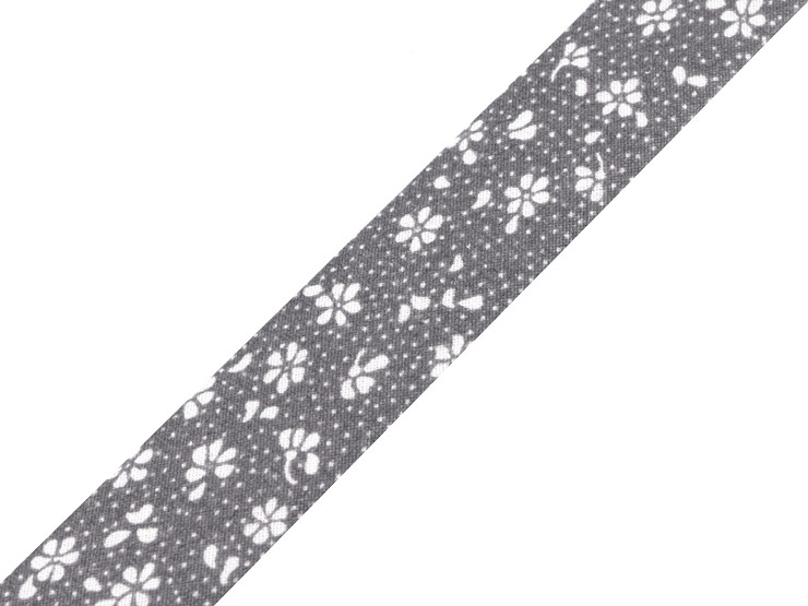 Šikmý prúžok bavlnený vzorovaný šírka 20 mm zažehlený