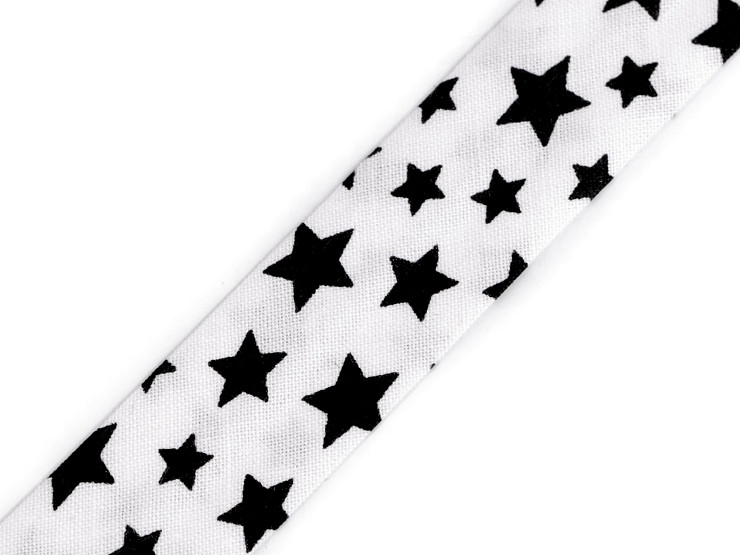 Ruban de biais en coton - pois, rayures, damier, étoiles, largeur pliée 20 mm