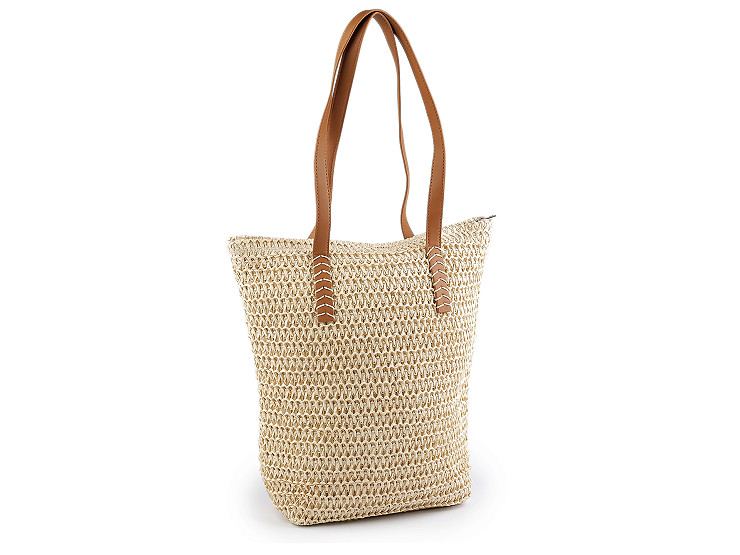 Horgolt raffia táska cipzár zárral 33x36 cm