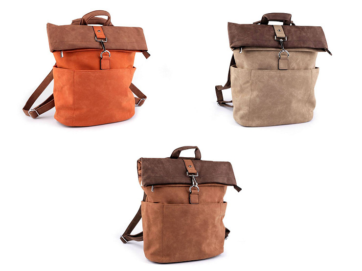 Zaino / borsa, da donna, 2-in-1, in similpelle spazzolata, dimensioni: 35 x 37 cm