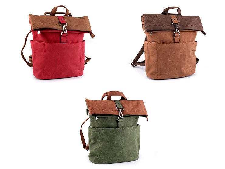 Mochila/bolso de mano para mujer 2 en 1 de piel sintética cepillada 35x37 cm