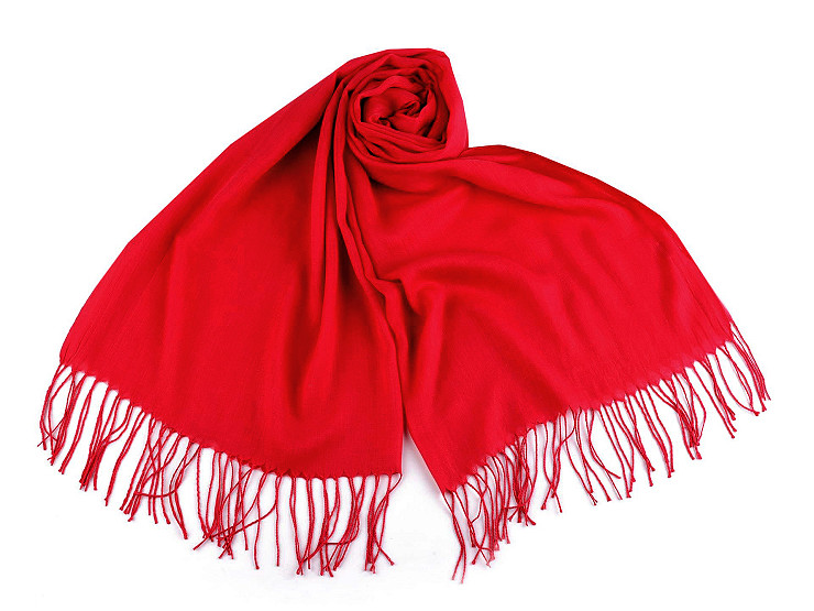 Summer scarf / shawl with fringes, solid color, 70x175 cm