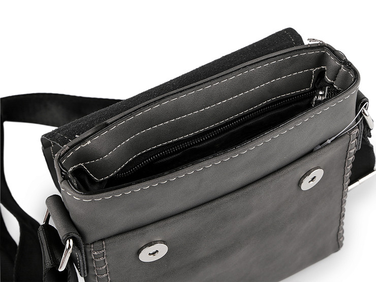 Sac Bandoulière Homme 14x19x5 Cm - Tissu Oxford Imperméable, 4 Poches, Bandoulière Réglable - Pour Voyage, Randonnée, Sport - Gris