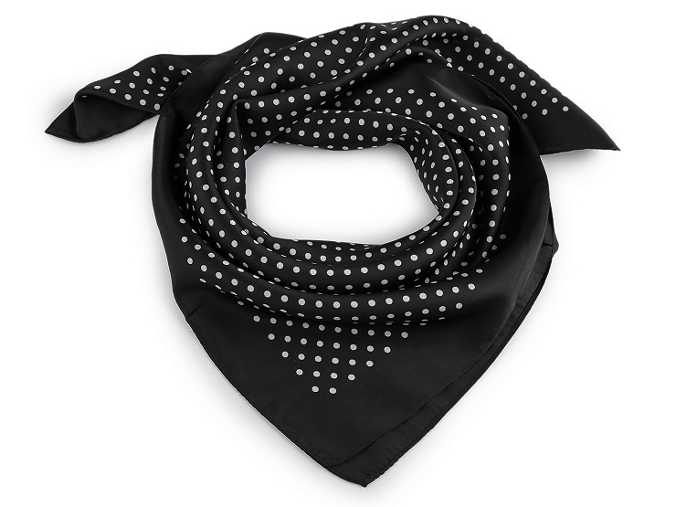 Satin scarf, polka dots 65x65 cm