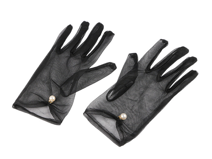 Gants de soirée en tulle avec perle