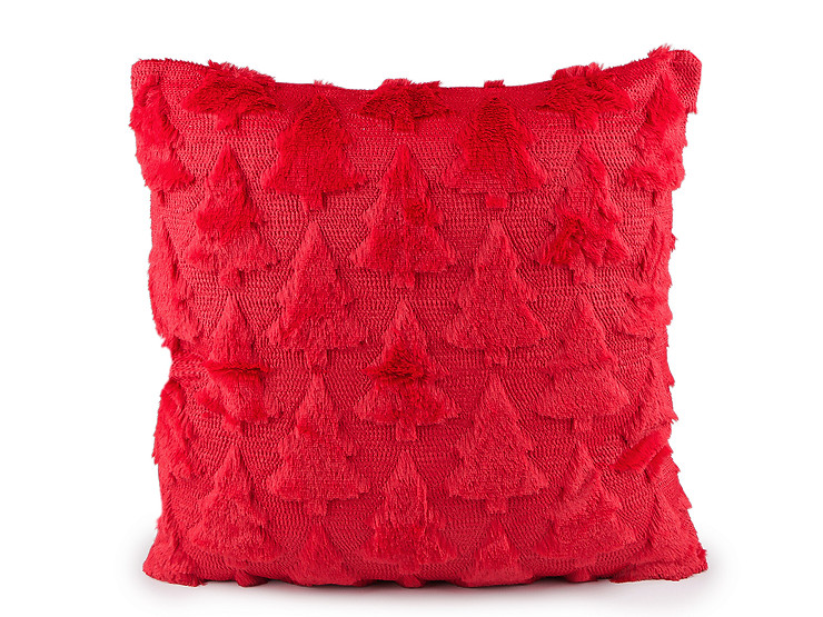 Funda de felpa con árboles navideños para cojín 45 x 45 cm