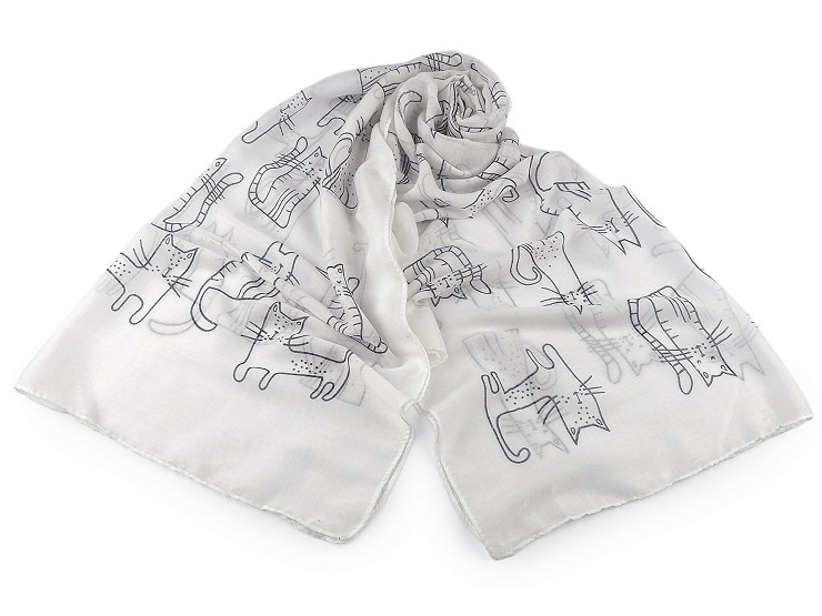 Summer scarf / shawl, cats 70x180 cm
