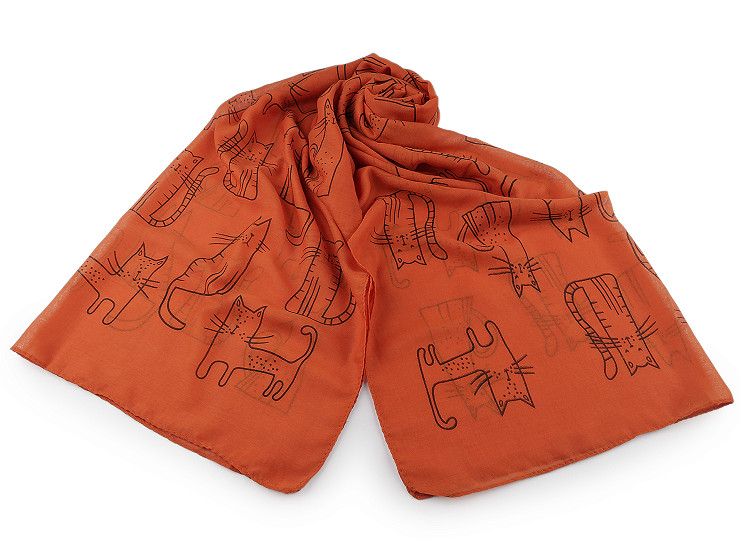 Summer scarf / shawl, cats 70x180 cm