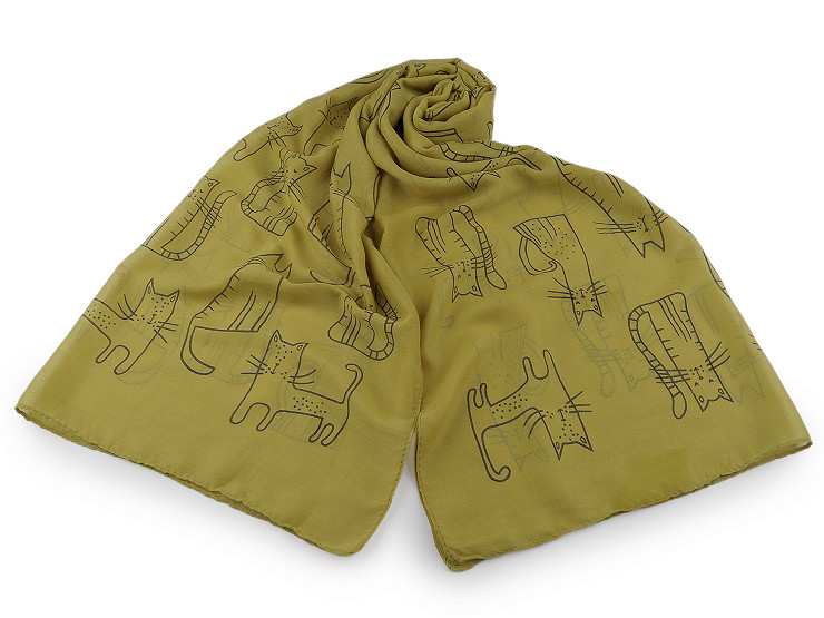 Summer scarf / shawl, cats 70x180 cm