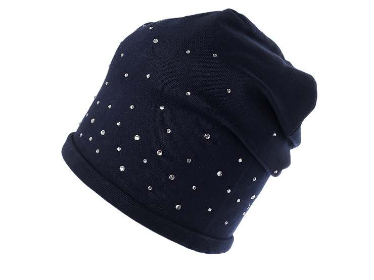 Bavlněná čepice s kamínky dámská